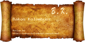 Bakos Kolombusz névjegykártya